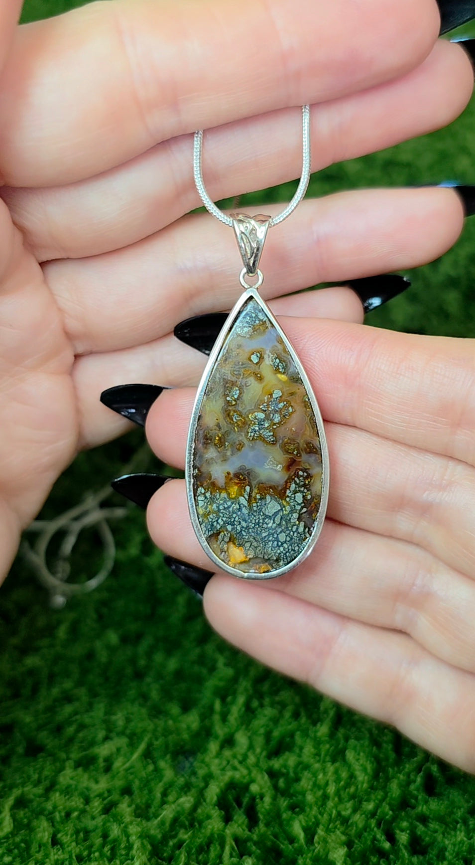 Pyrite in Agate Pendant