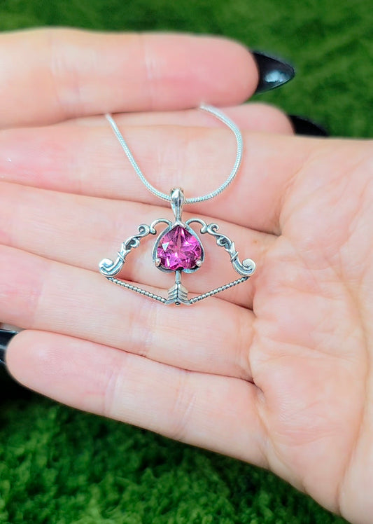 Pink Topaz Cupid's Bow Pendant