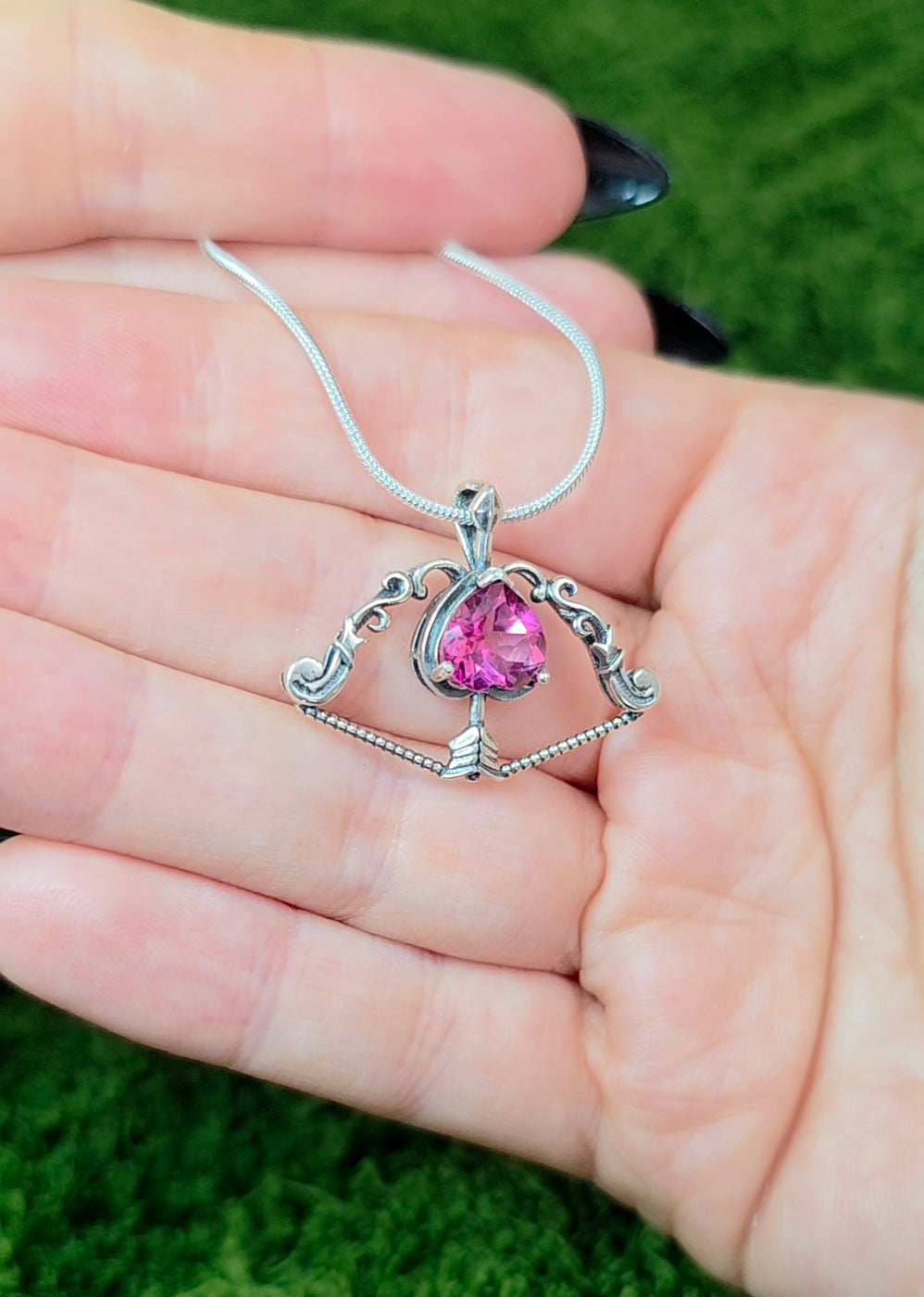 Pink Topaz Cupid's Bow Pendant