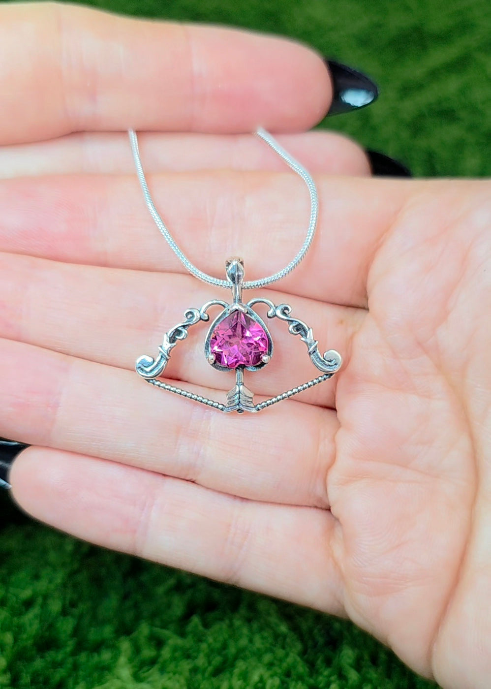 Pink Topaz Cupid's Bow Pendant