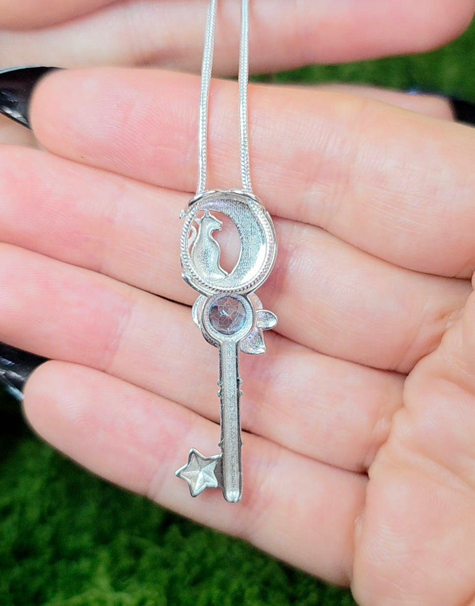 Blue Topaz Key Pendant