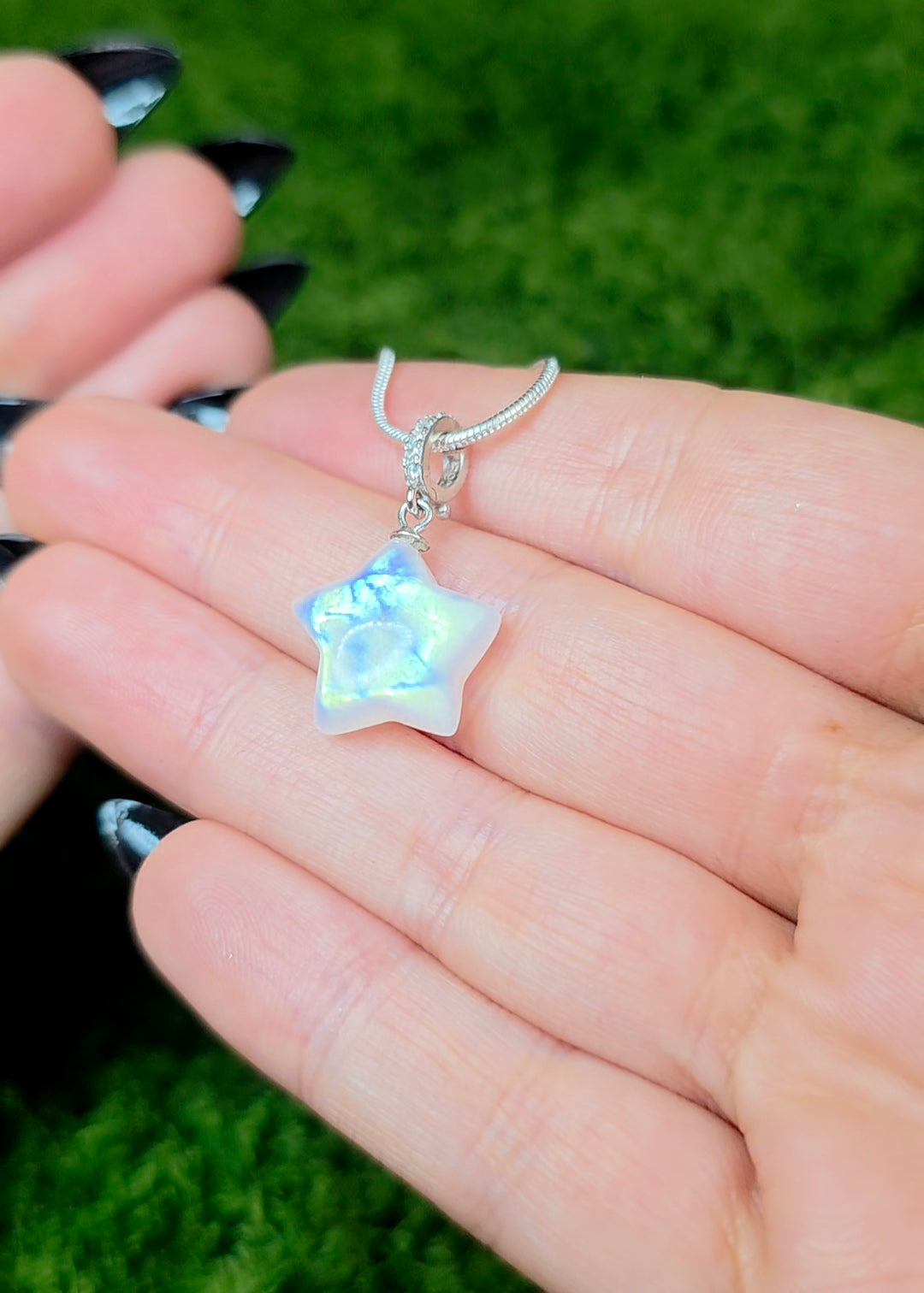 Rainbow Moonstone Star Pendant