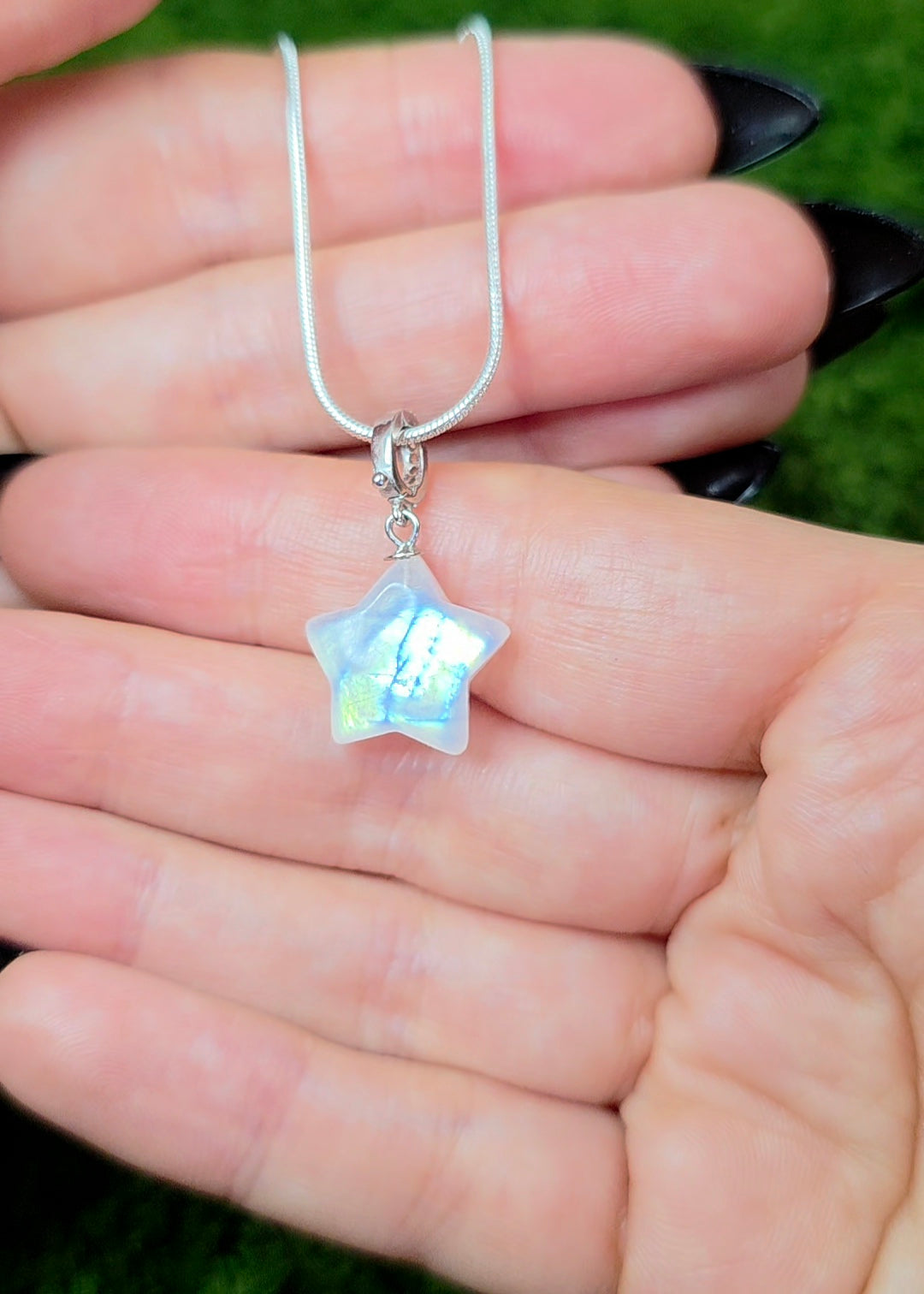Rainbow Moonstone Star Pendant