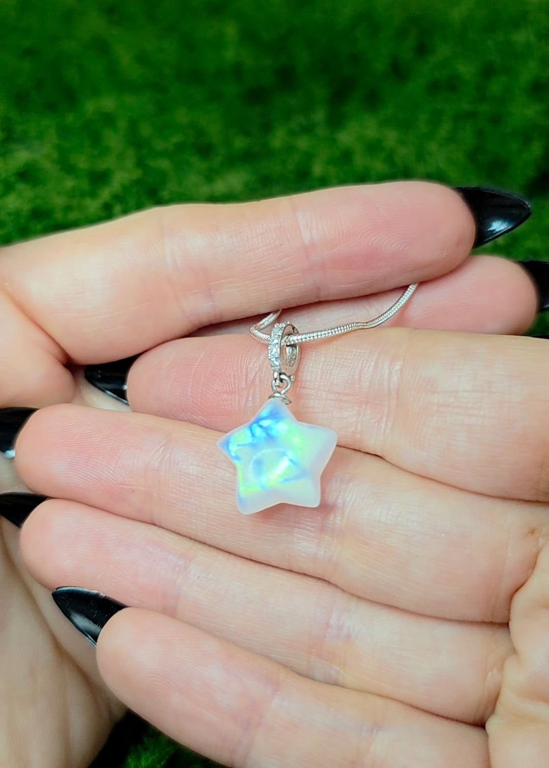 Rainbow Moonstone Star Pendant