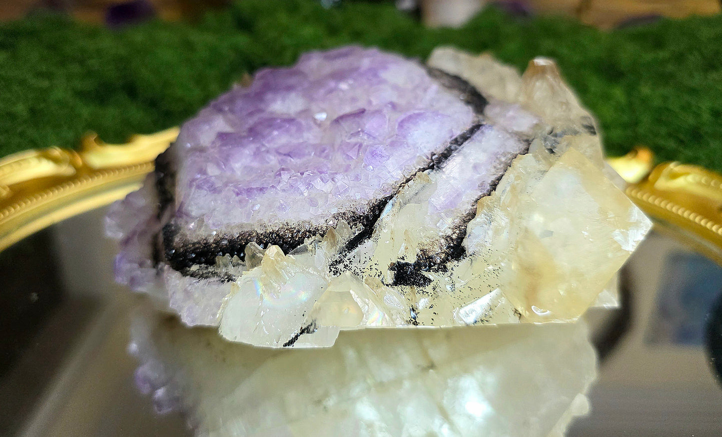 Amethyst, Calcite, and Goethite Specimen