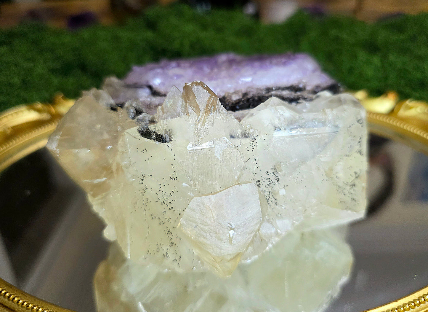 Amethyst, Calcite, and Goethite Specimen