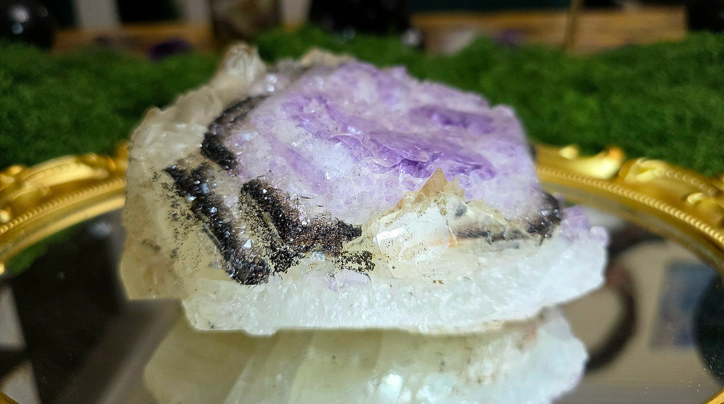 Amethyst, Calcite, and Goethite Specimen