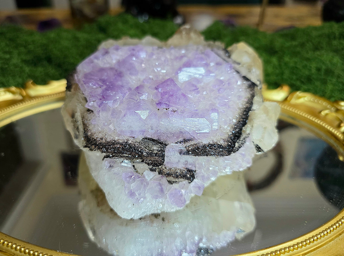 Amethyst, Calcite, and Goethite Specimen