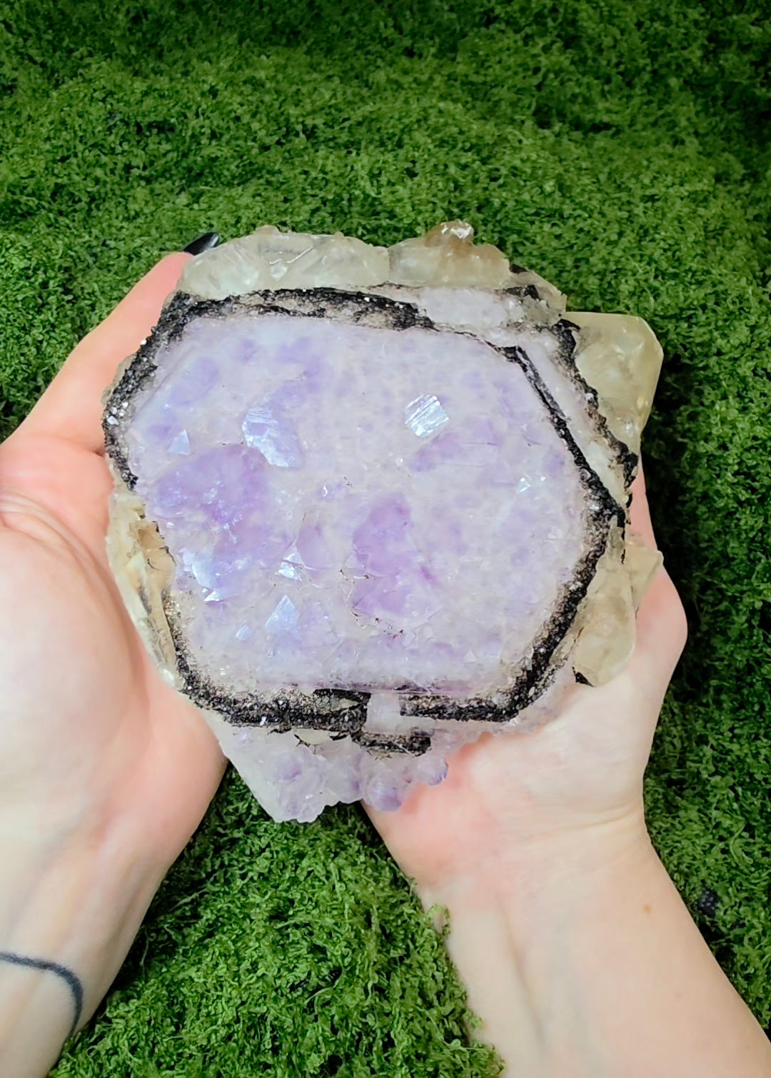 Amethyst, Calcite, and Goethite Specimen