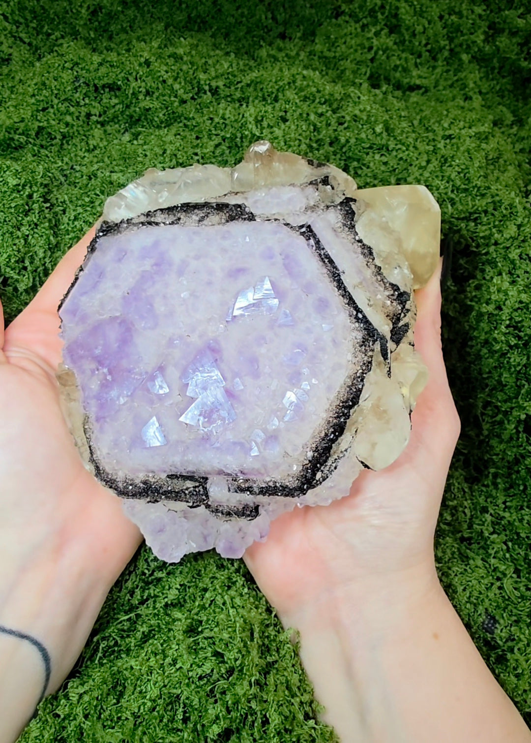 Amethyst, Calcite, and Goethite Specimen