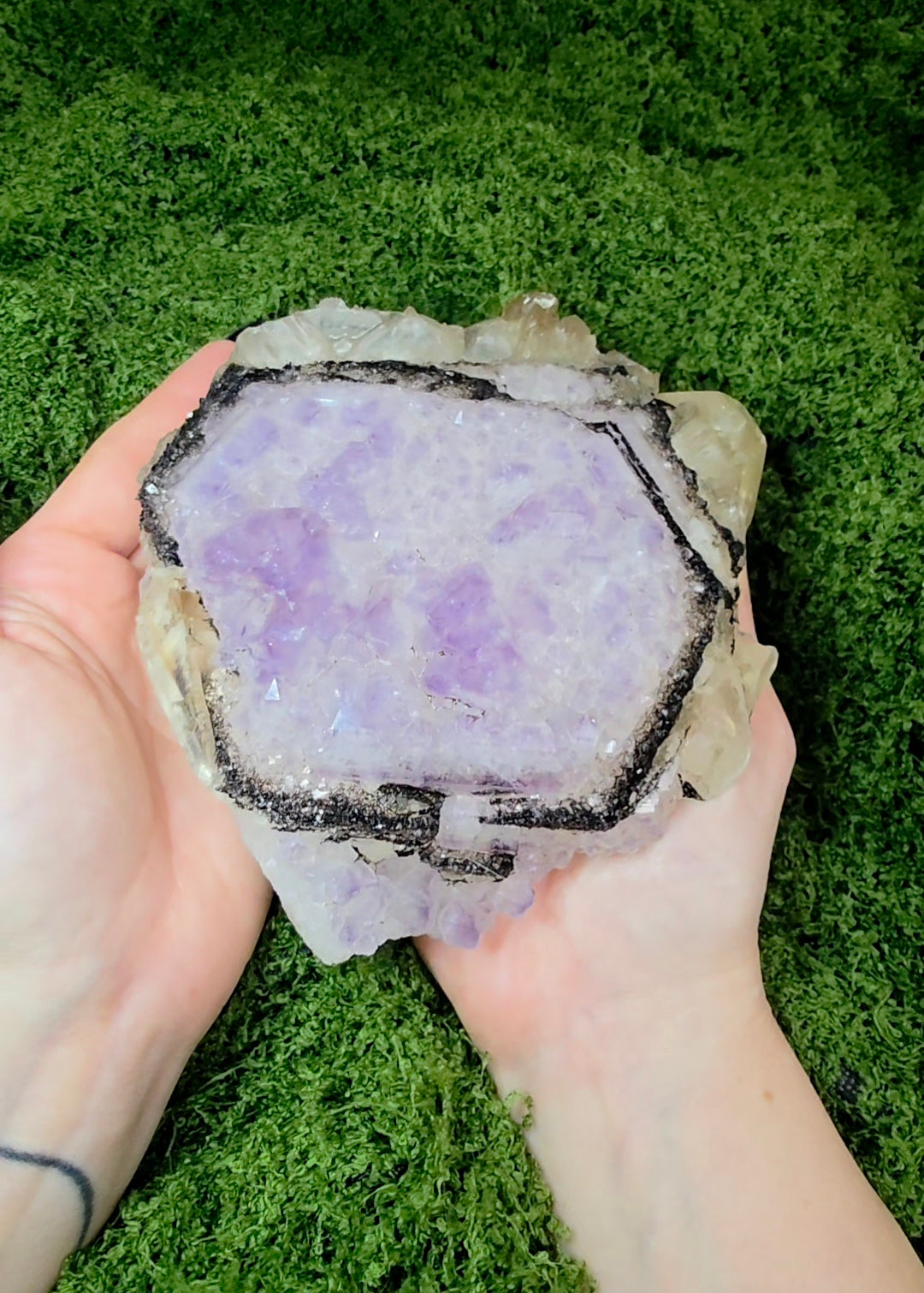 Amethyst, Calcite, and Goethite Specimen