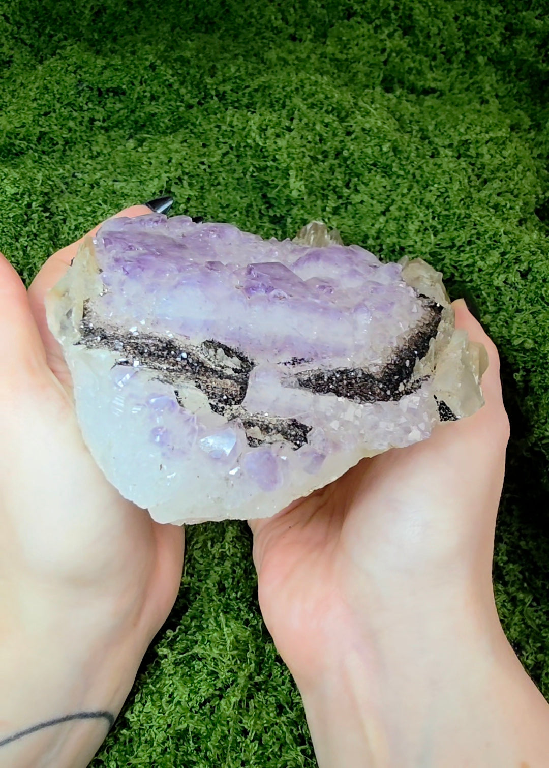 Amethyst, Calcite, and Goethite Specimen