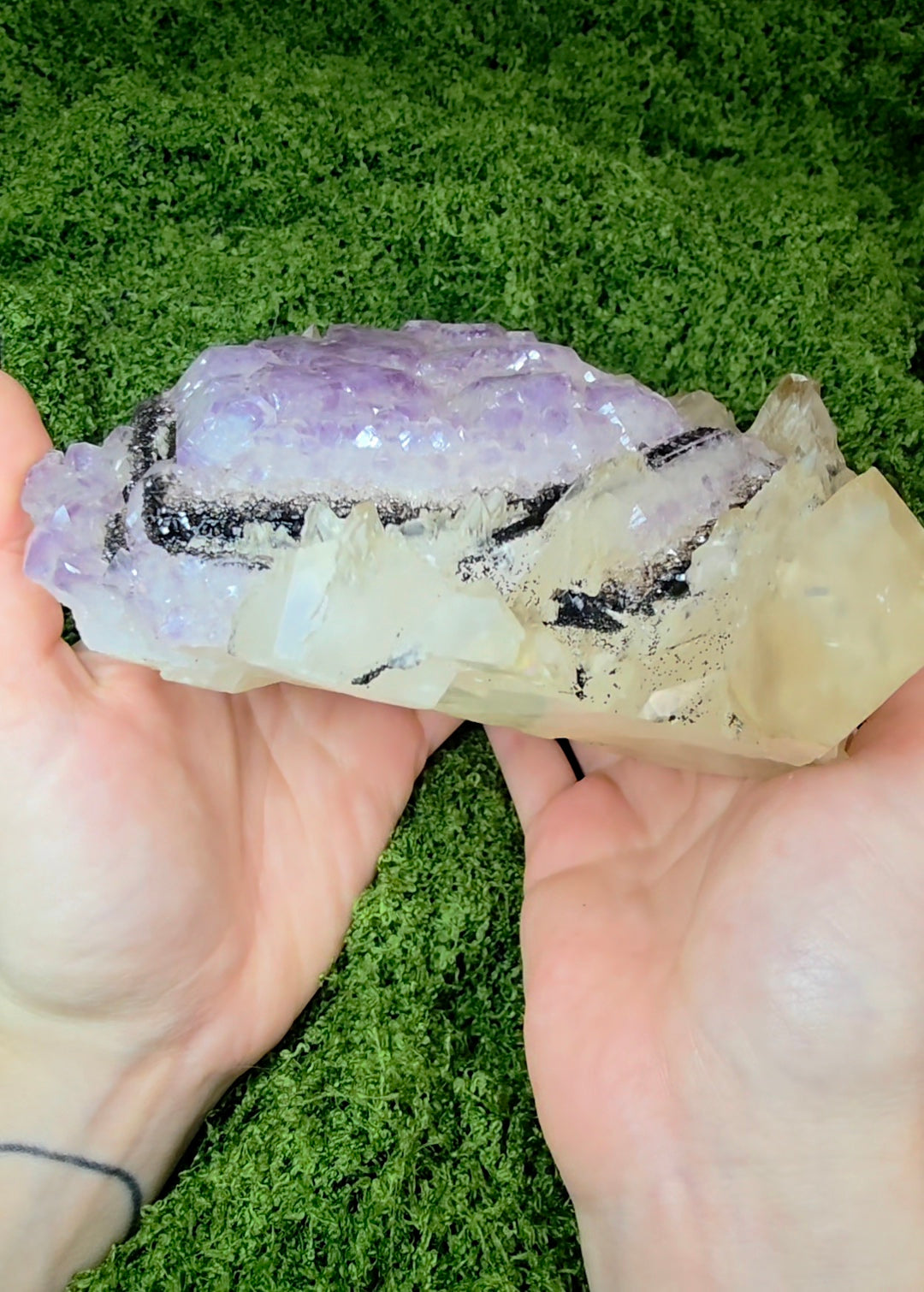 Amethyst, Calcite, and Goethite Specimen