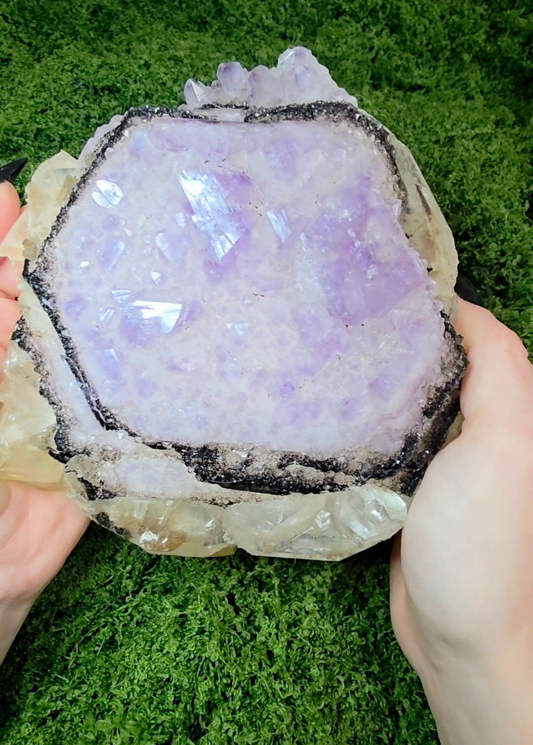 Amethyst, Calcite, and Goethite Specimen