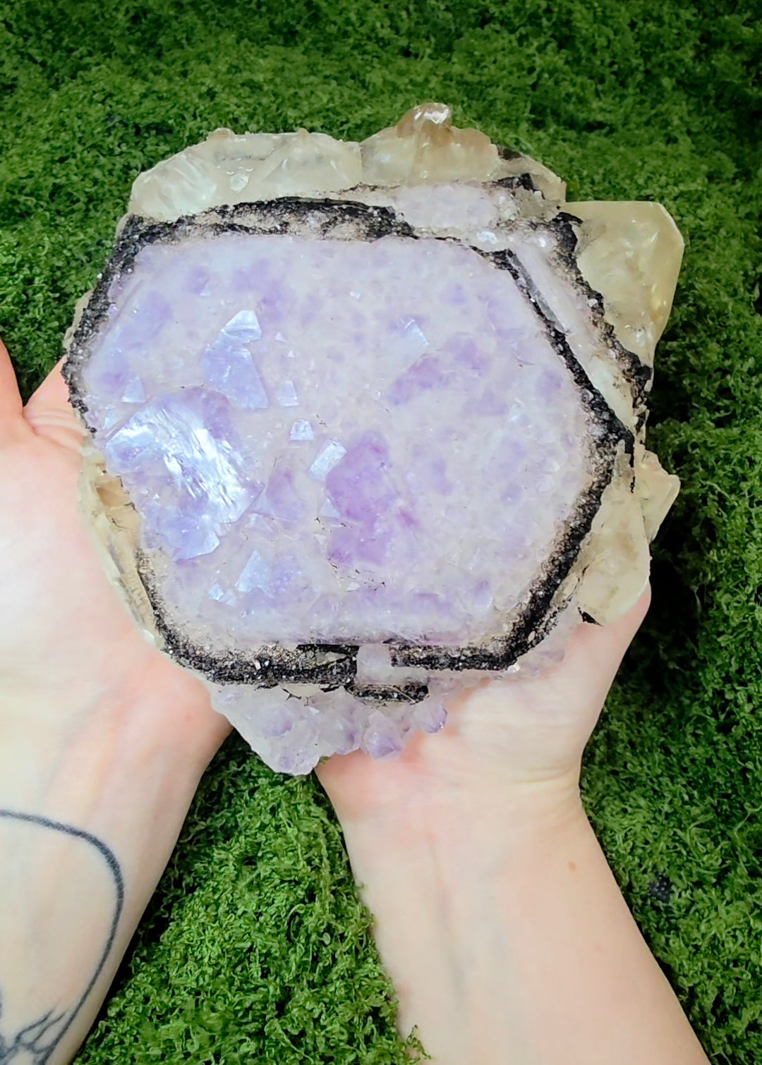 Amethyst, Calcite, and Goethite Specimen