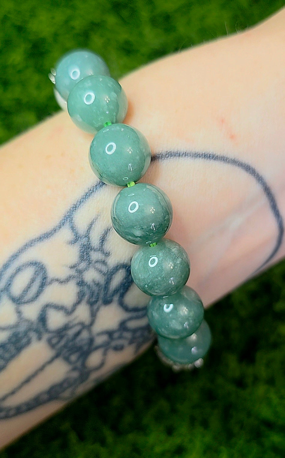 Jadeite and Pearl Stretch Bracelet