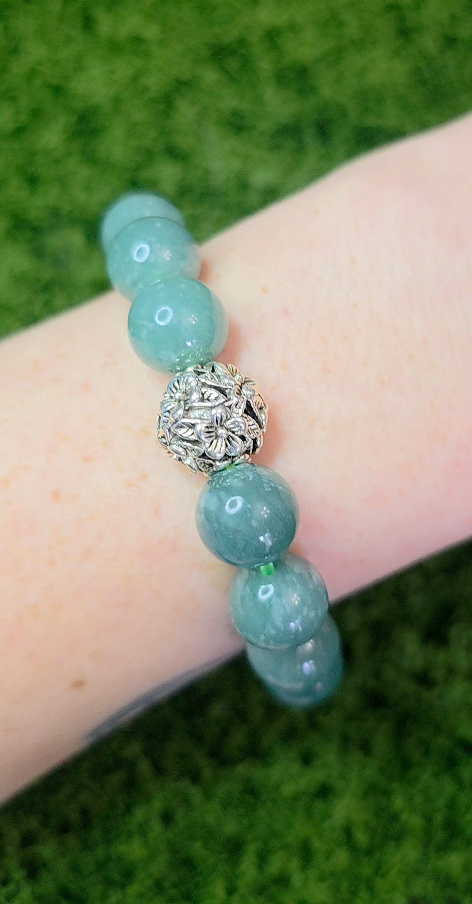 Jadeite and Pearl Stretch Bracelet