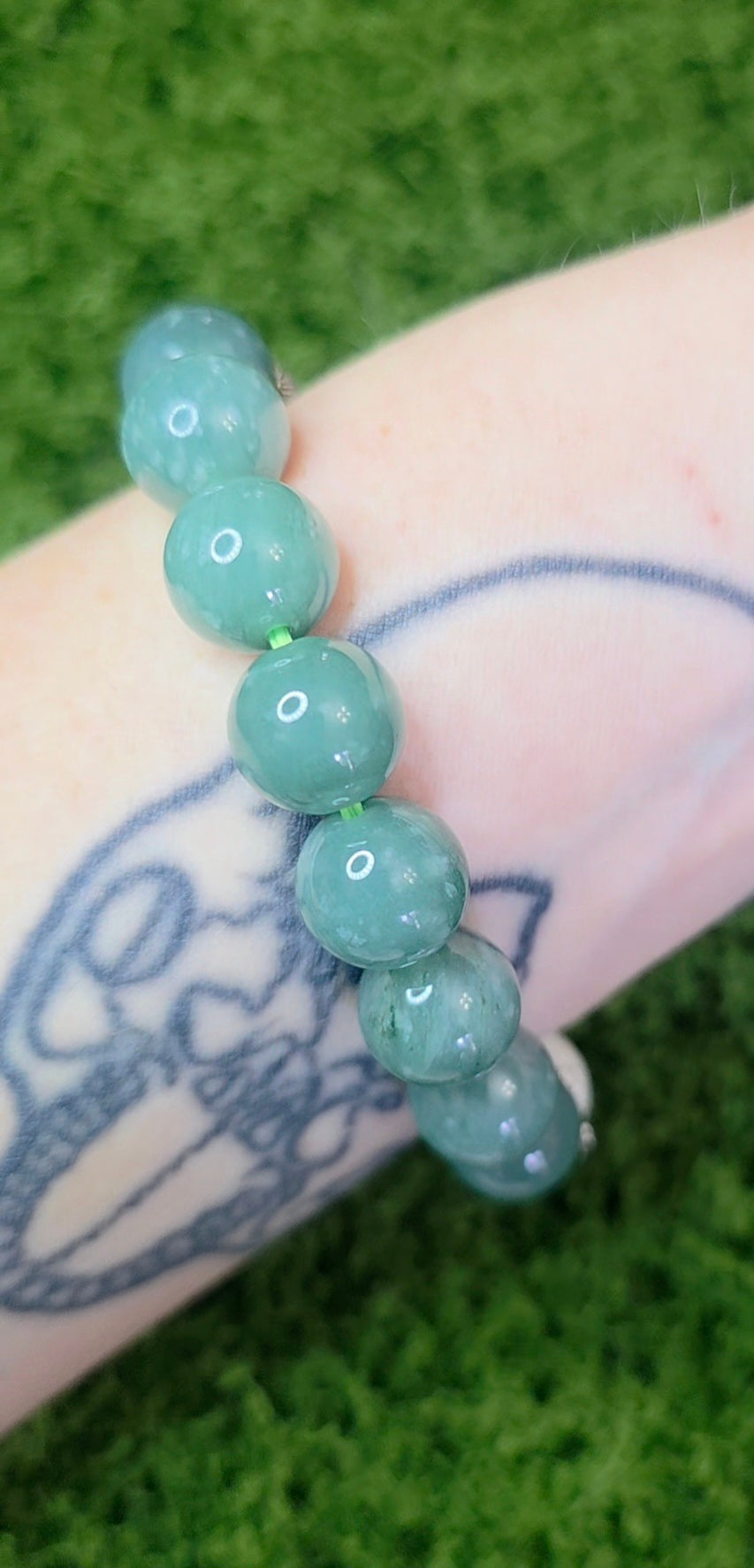 Jadeite and Pearl Stretch Bracelet