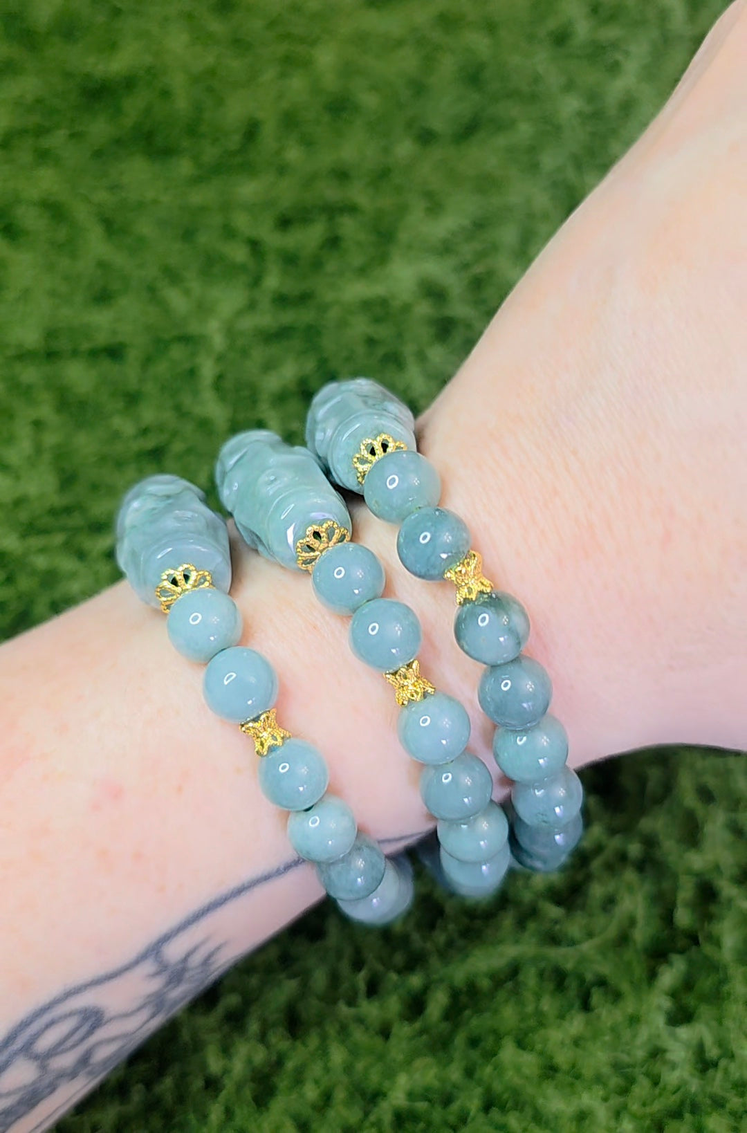 Jadeite 9 Eye Bracelet