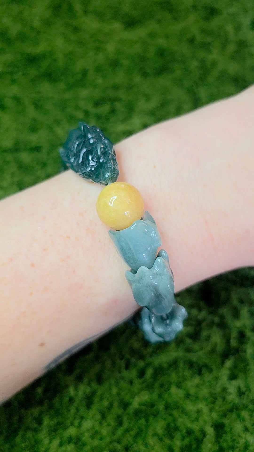 Blue Water Jadeite Dragon Bracelet