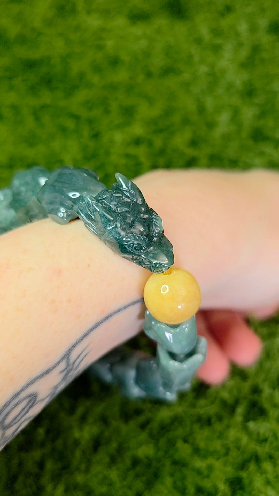 Blue Water Jadeite Dragon Bracelet