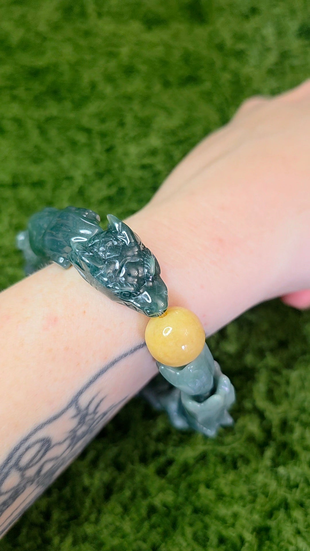 Blue Water Jadeite Dragon Bracelet