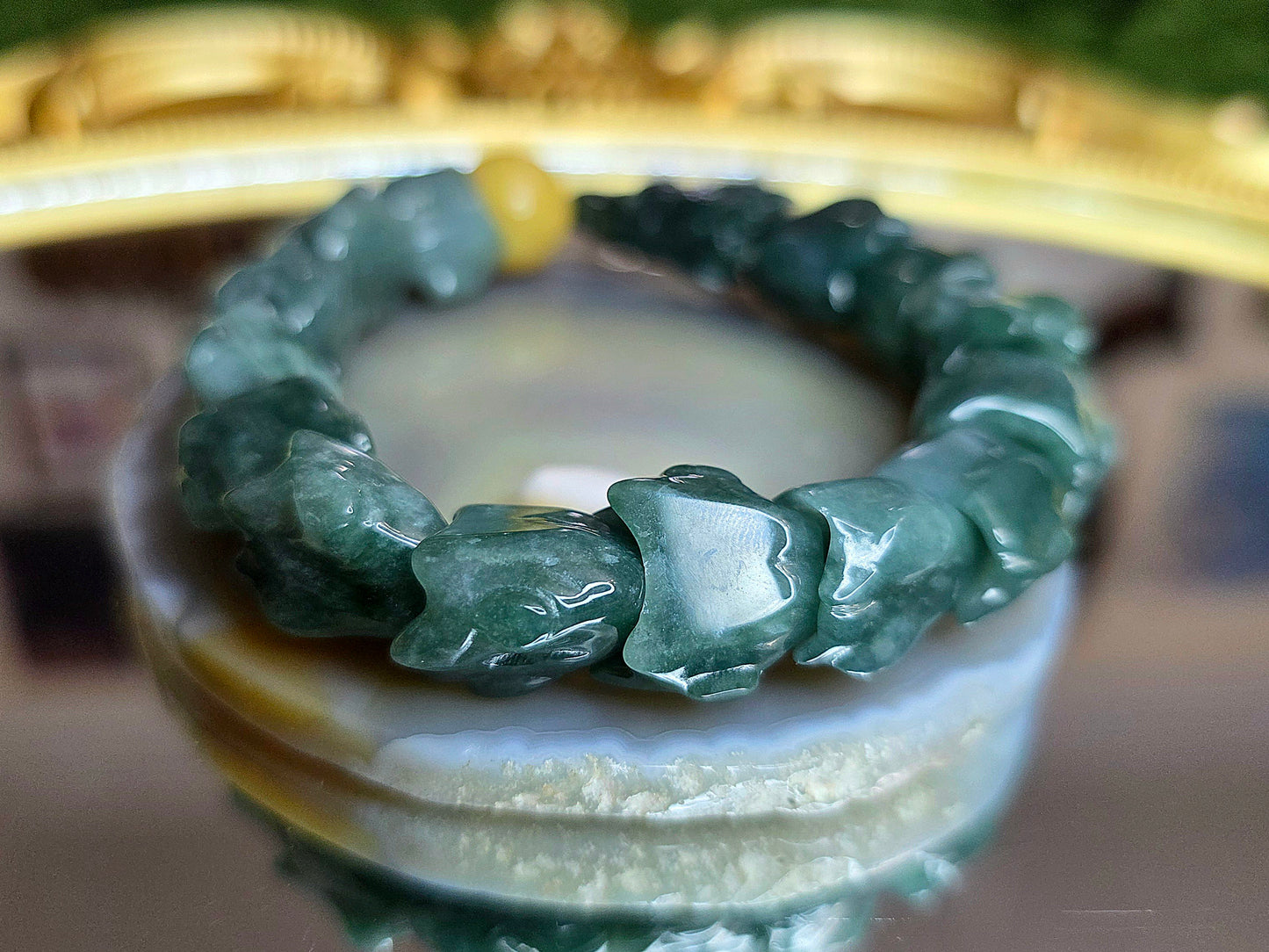 Blue Water Jadeite Dragon Bracelet
