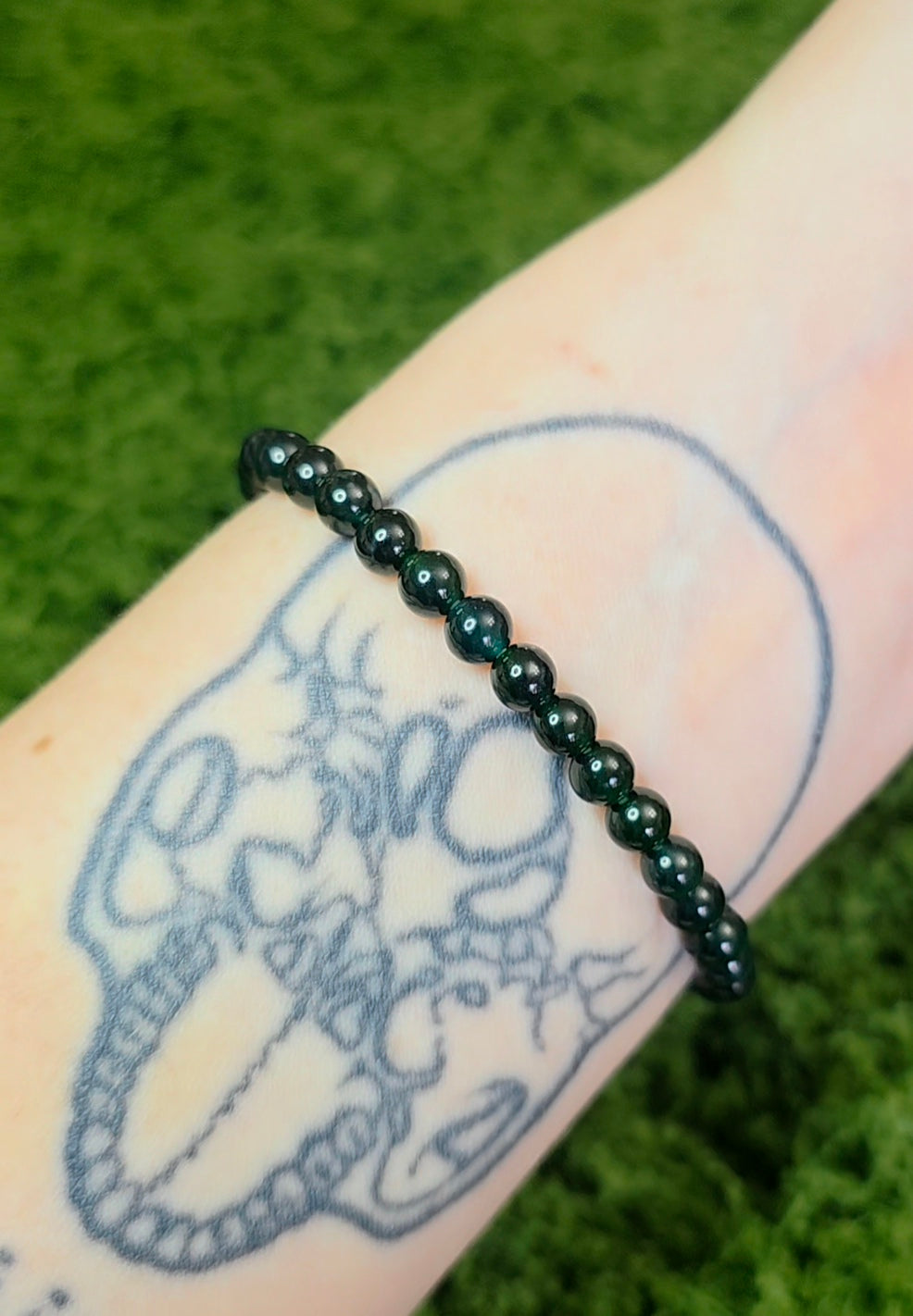 Deep Blue Water Jadeite Stretch Bracelet