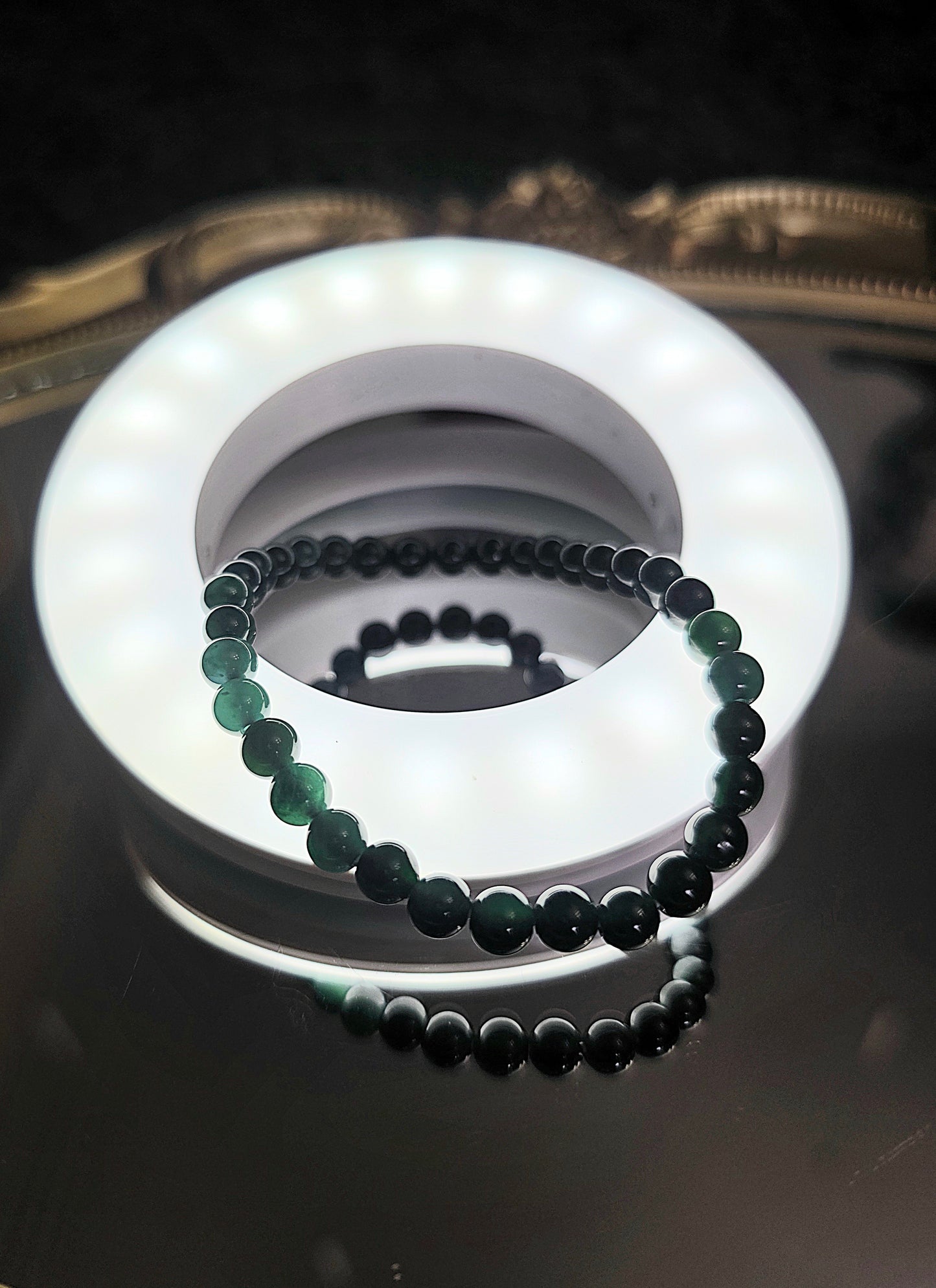 Deep Blue Water Jadeite Stretch Bracelet