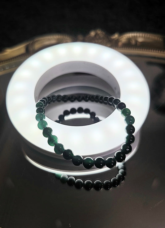 Deep Blue Water Jadeite Stretch Bracelet