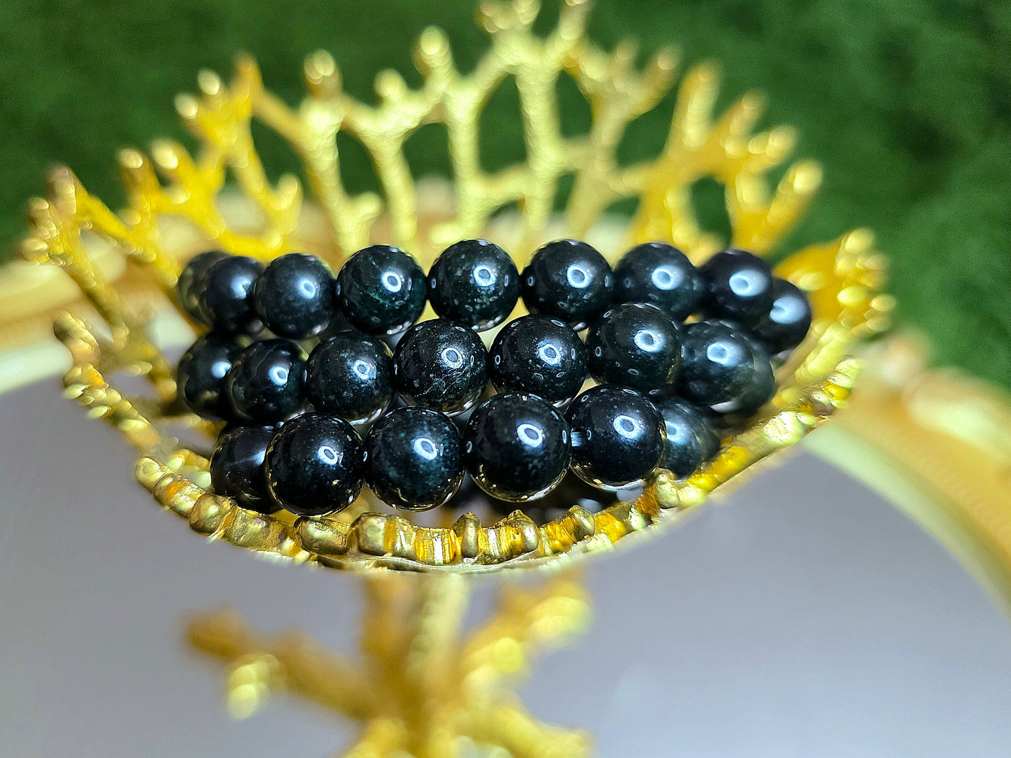 Black Jadeite Stretch Bracelet