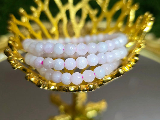 5mm White Jadeite Stretch Bracelet on Pink Cord