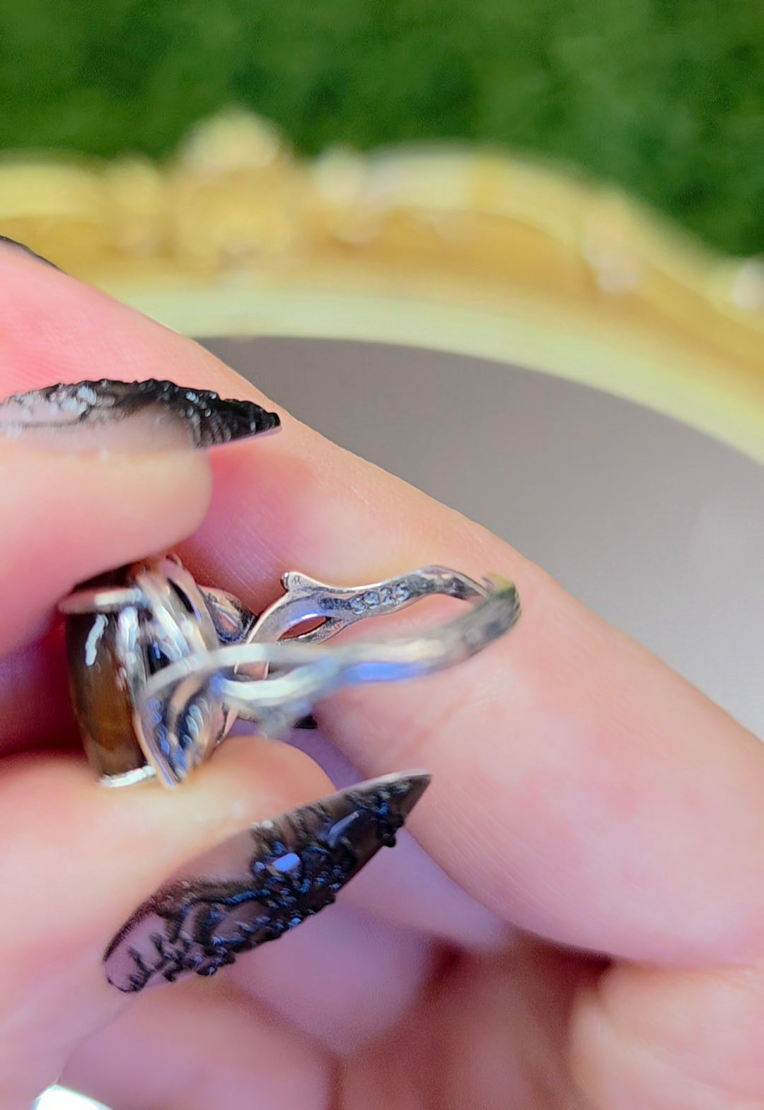 Fire Agate Teardrop Ring