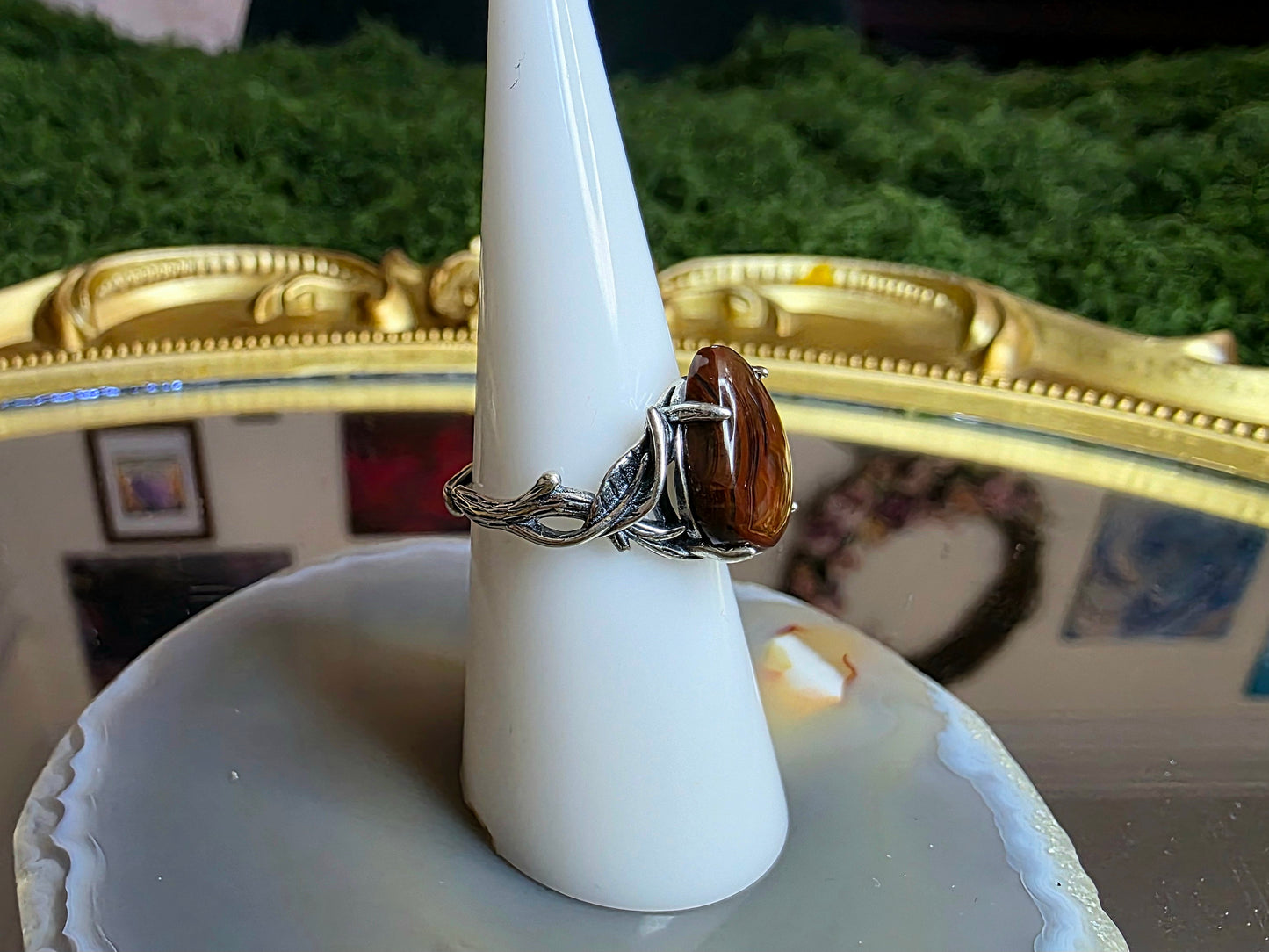 Fire Agate Teardrop Ring