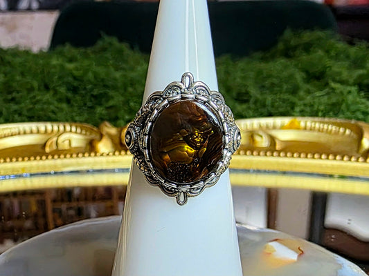 Fire Agate Ornate Ring