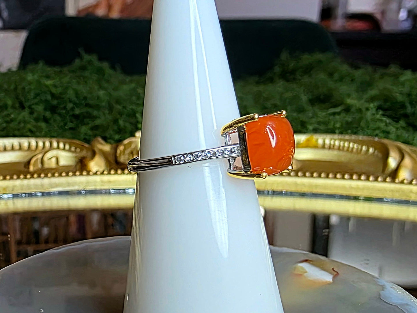 Nanhong Agate Square Ring A