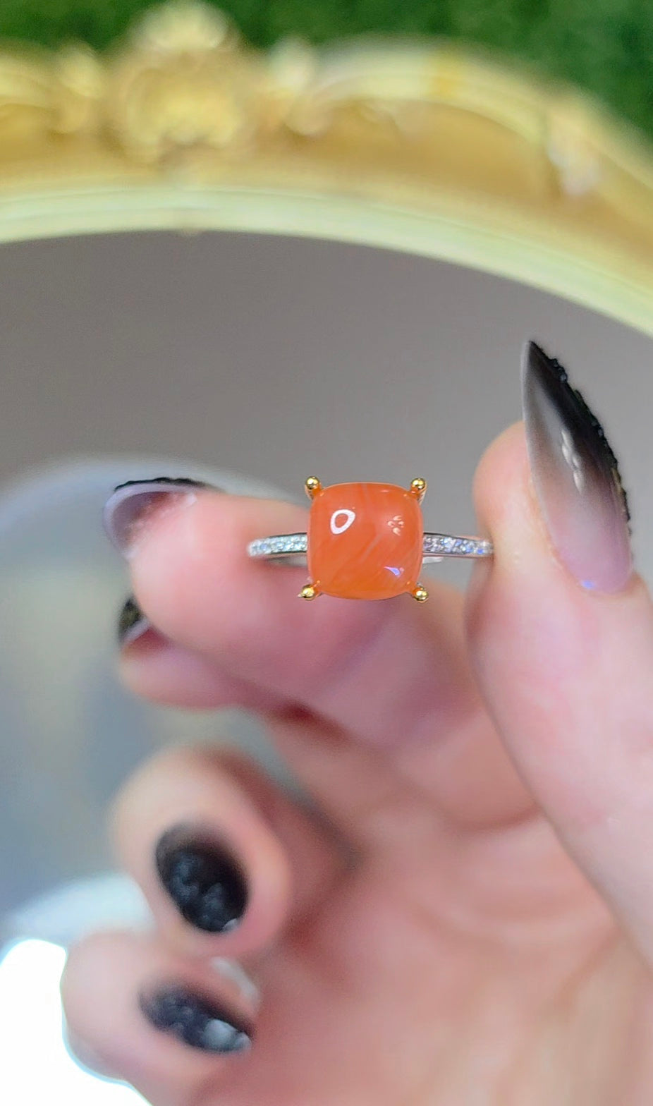 Nanhong Agate Square Ring A