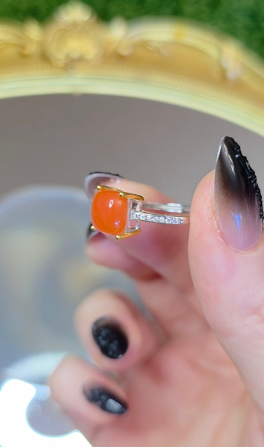 Nanhong Agate Square Ring A