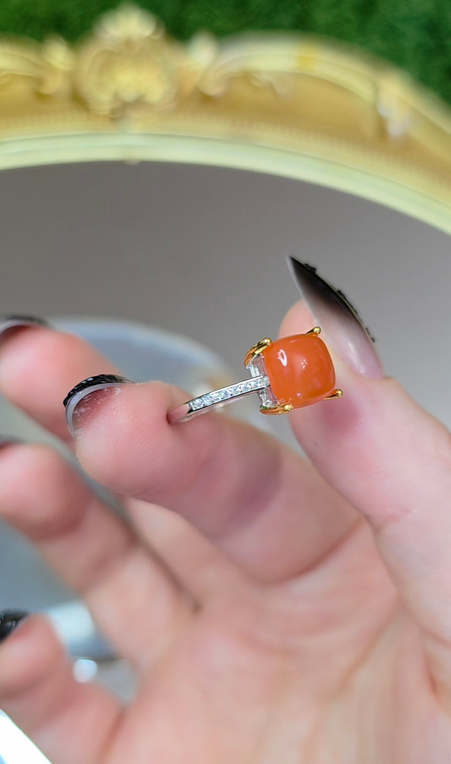 Nanhong Agate Square Ring A