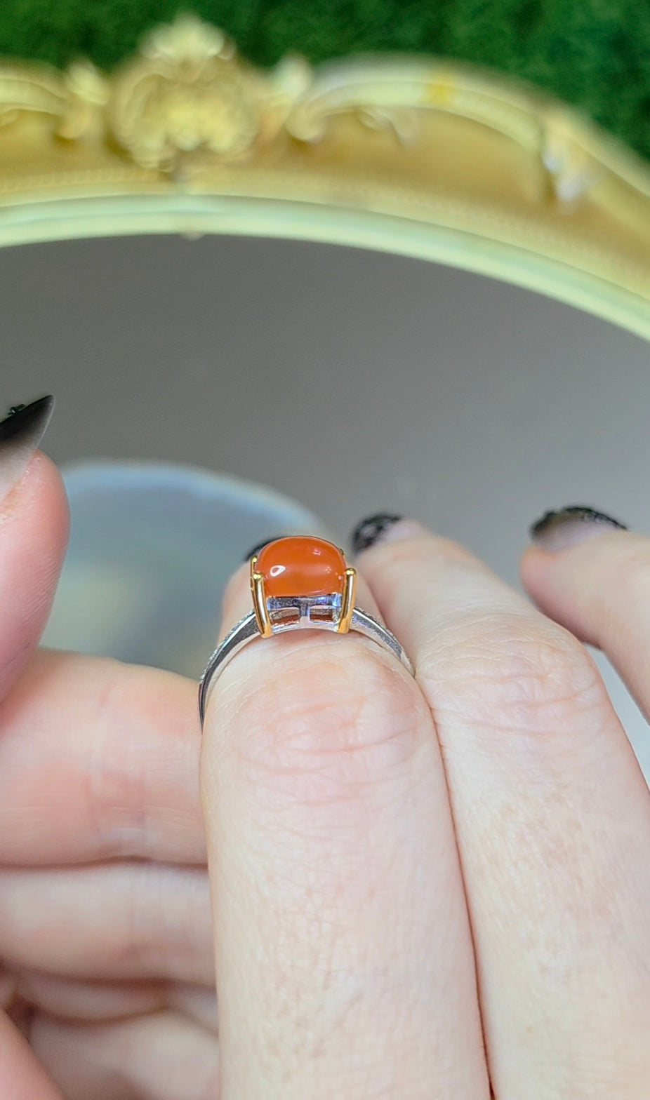 Nanhong Agate Square Ring A