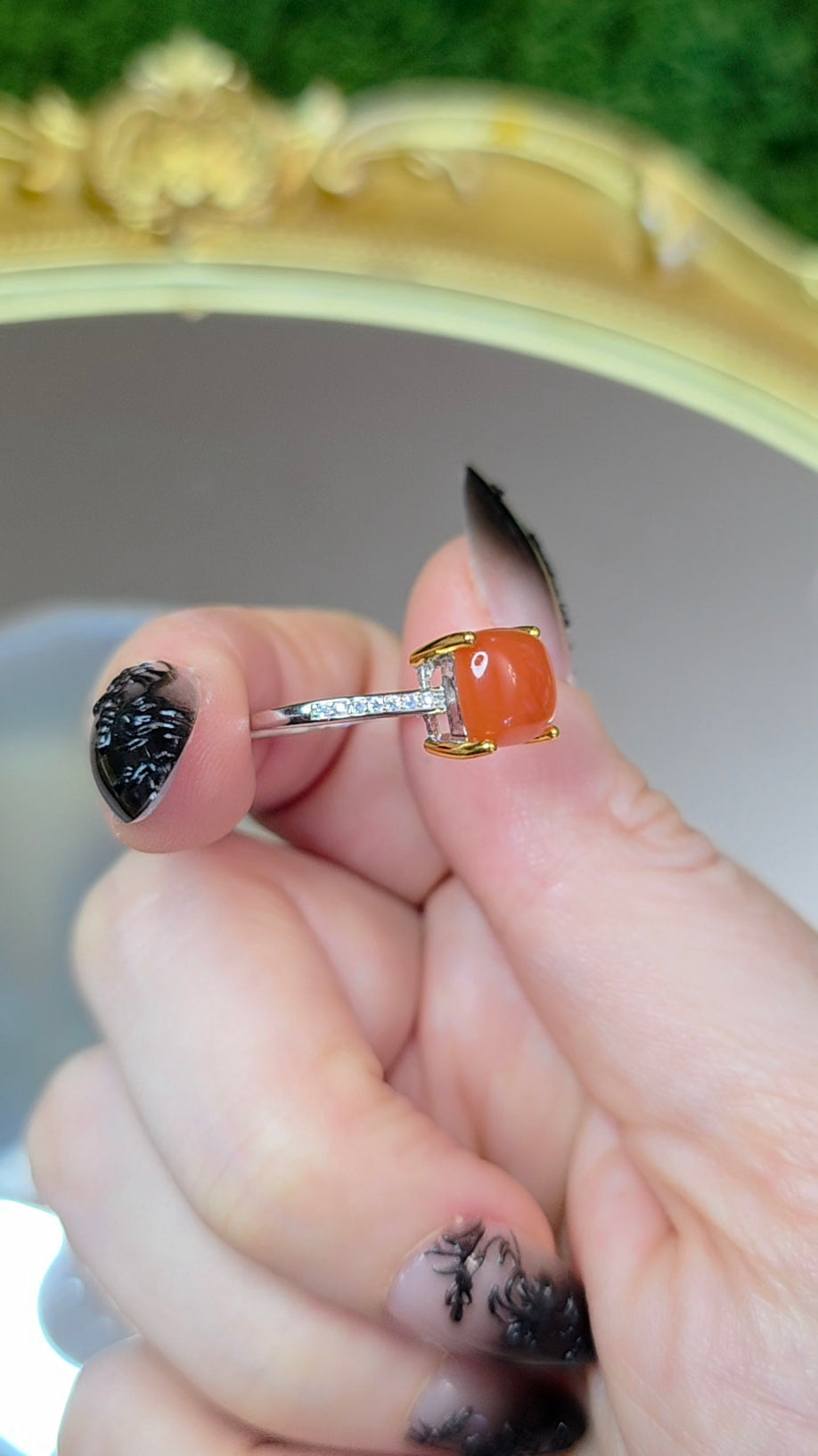 Nanhong Agate Square Ring B