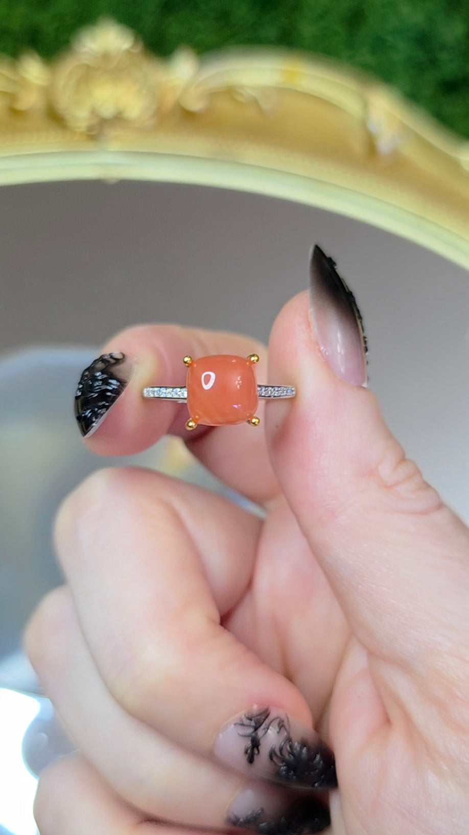 Nanhong Agate Square Ring B