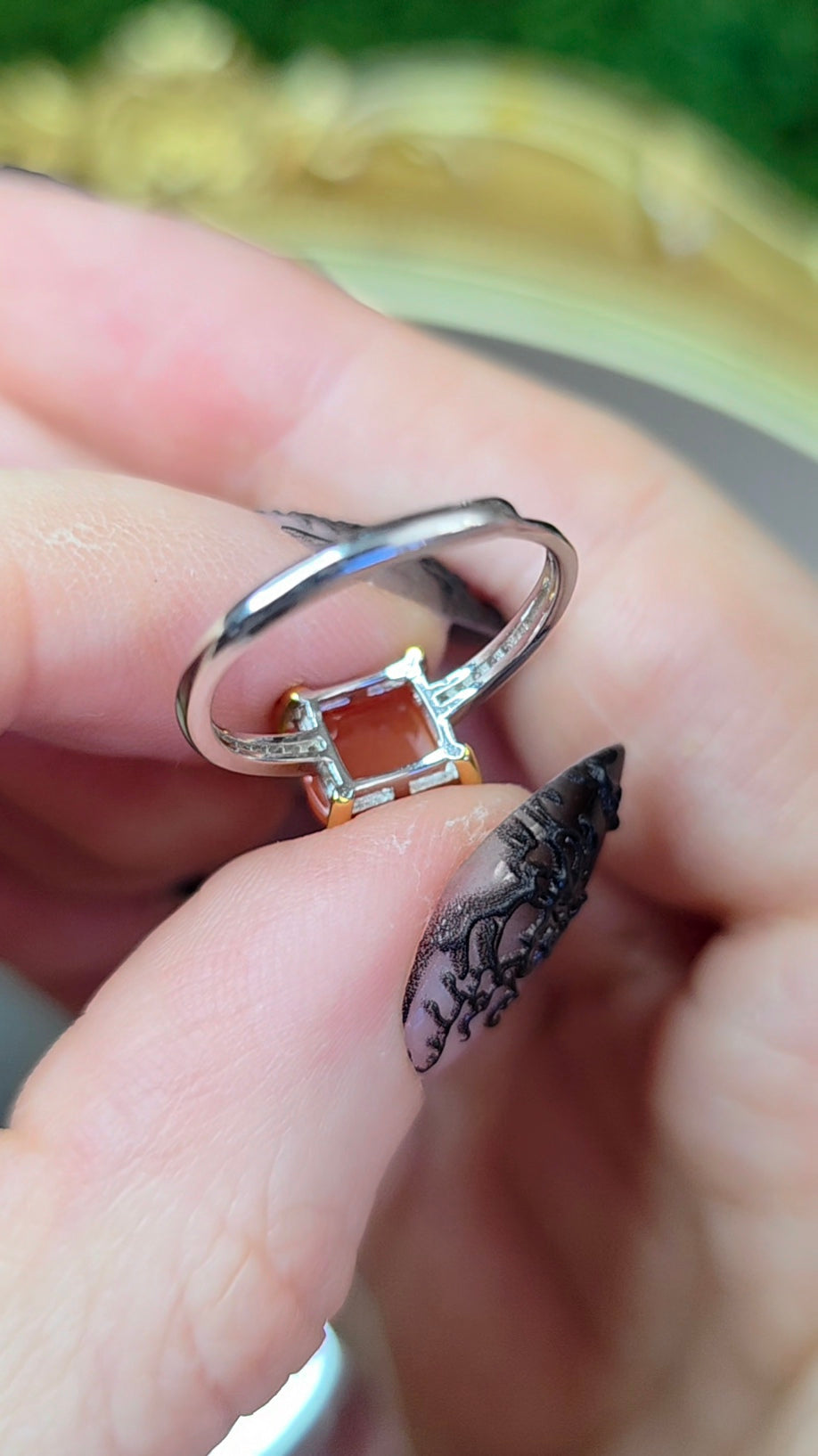 Nanhong Agate Square Ring B