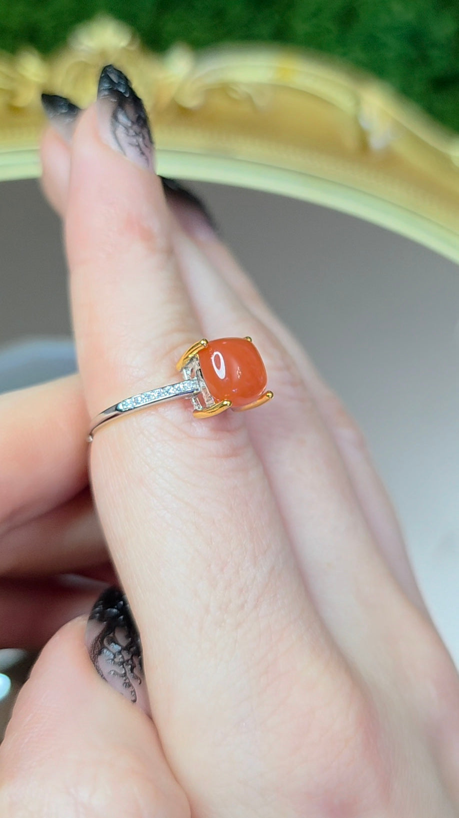 Nanhong Agate Square Ring B