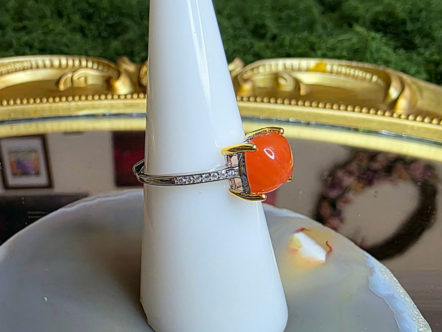 Nanhong Agate Square Ring B