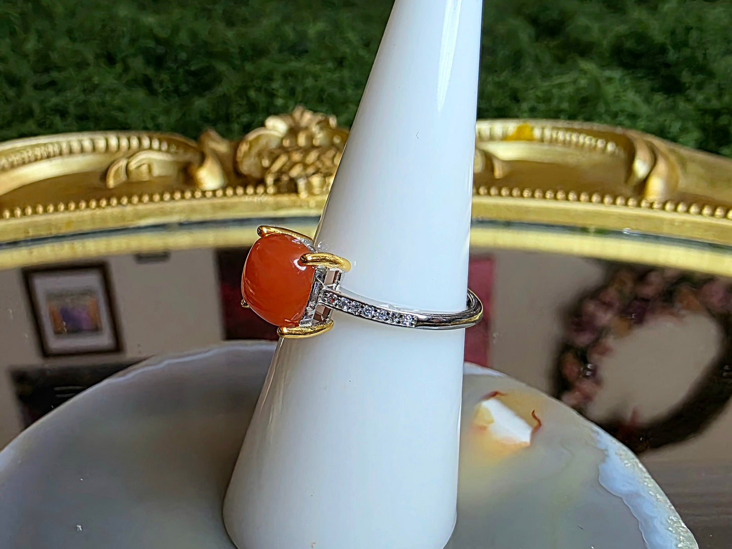 Nanhong Agate Square Ring B