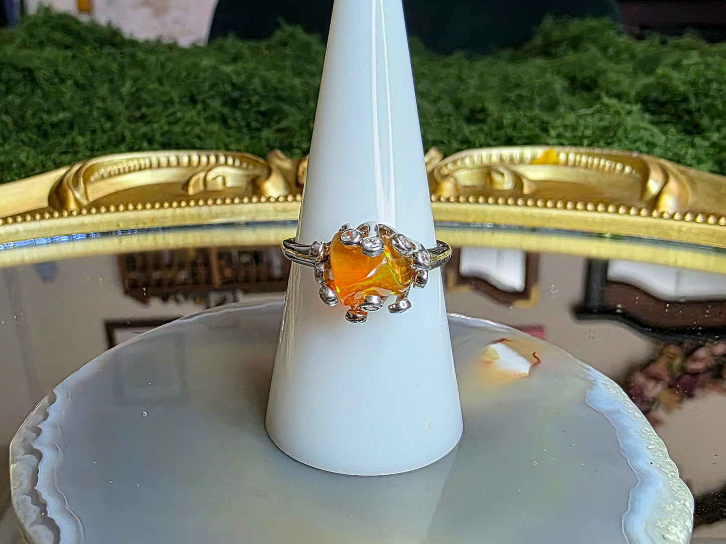 Orange Fire Opal Freeform Ring