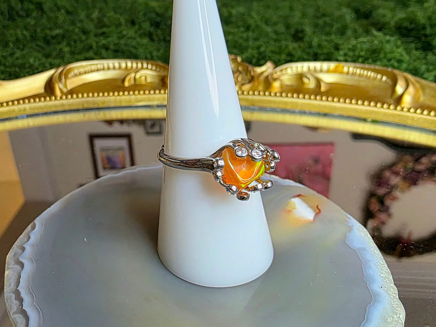 Orange Fire Opal Freeform Ring