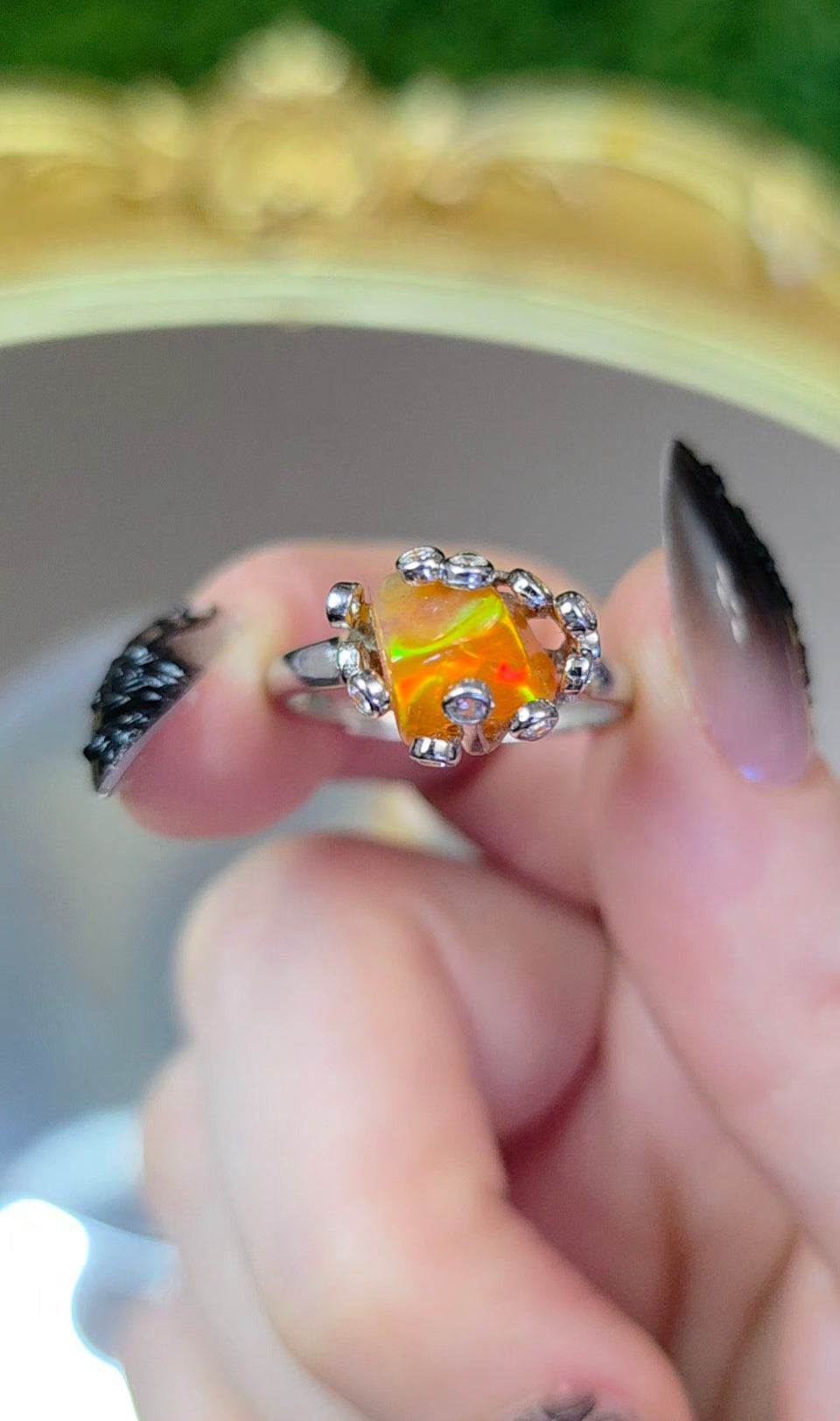 Orange Fire Opal Freeform Ring