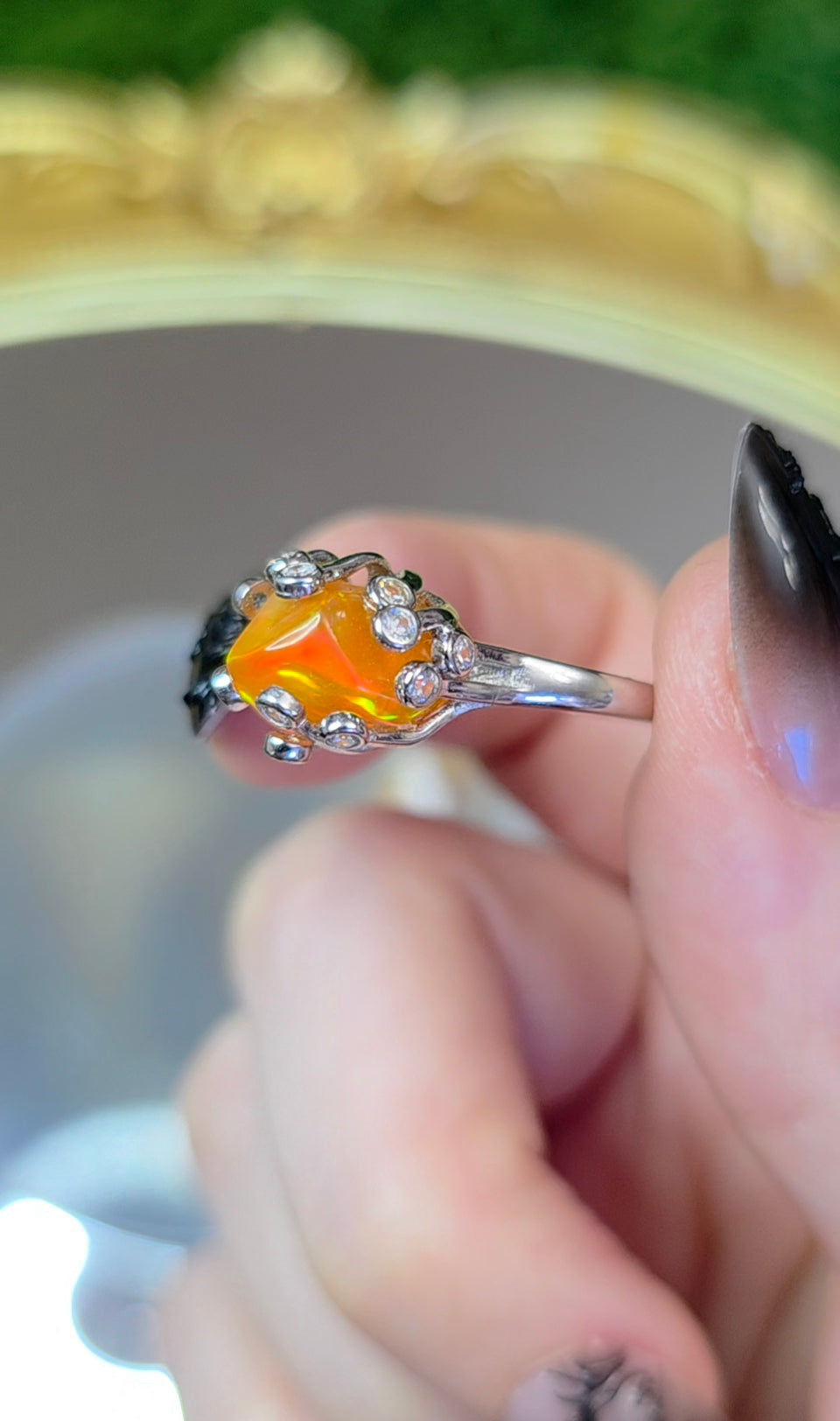 Orange Fire Opal Freeform Ring